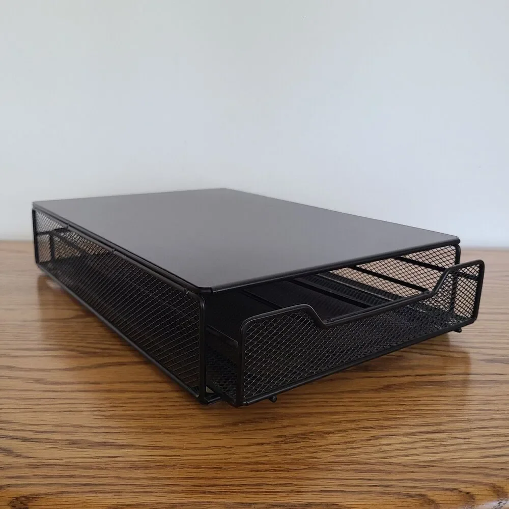 Large Capacity Wrought Iron Black Universal Coffee Pod Holder Organizer Drawer